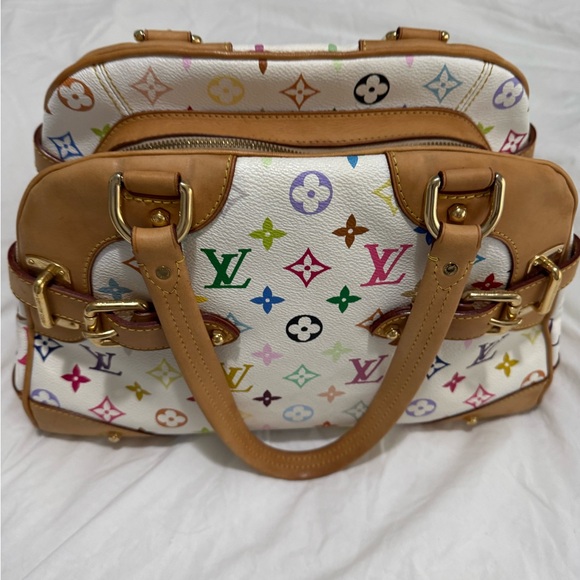 Auth Louis Vuitton Monogram Multicolor Claudia Hand Bag White Lv - Picture 12 of 16